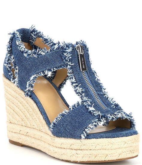 michael kors denim wedge sandals